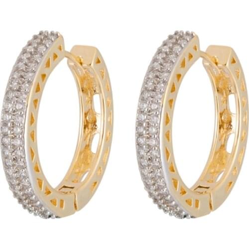 Fashion Hoop Earring Jewelry Luxury Full Zircon Hollow Gold Color Earrings Women Zk30