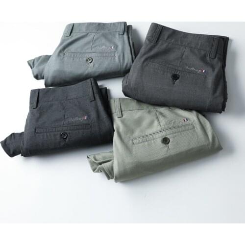 Classic Style Mens High Waist Business Casual Pants 2021summer Thin Tencel Fabric Straight Stretch Trousers Black Gray