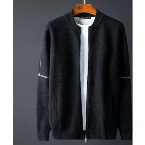 Black Stand Collar Men Luxury Knitted Solid Color Sweater Male Spring Autumn Slim Fit Sweaters Man Plus Size 4XL