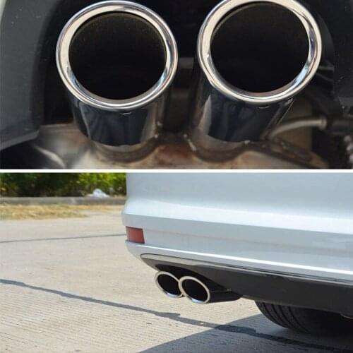 2Pcs/Set Chrome Plating Stainless Steel Car Exhaust Muffler Tip Pipes Covers for Audi A1 A3 A4 TT Volkswagen PASSAT CC