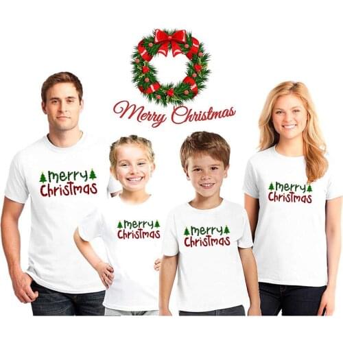 Merry Christmas Family Matching Clothes Mommy and Me Tshirt Mother Daughter Son Outfits Women Mom T-shirt Baby Girl Boys T Shirt