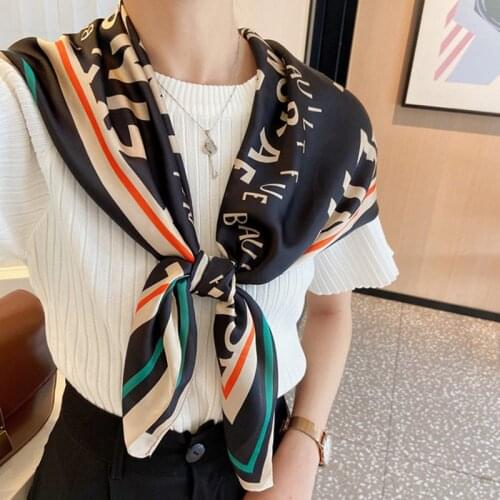90*90cm design scarf for ladies shawl printed silk feeling headscarf scarf women headscarf square scarf ladies wrap scarf 2021