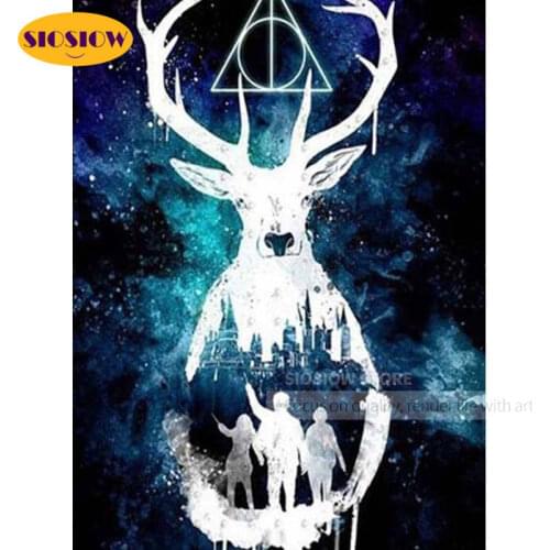 SIOSIOW Diamond Beads Embroidery Kits Animals Full Square Diamond Mosaic Painting Abstract Deer Pictures Of Rhinestone Decor Bar