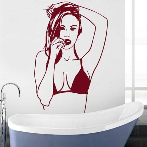 Beach Style Wall Sticker Sexy Girls Vinyl Decal Hot Girl In Swimsuit Stickers Bathroom Decoration Waterproof Bikini