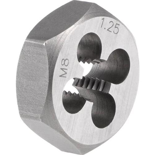 Uxcell Hex Rethreading Die M8 X 1.25 Pitch Carbon Steel Metric Hexagon Taper Pipe Die Accuracy Grade 6g for maintenance etc