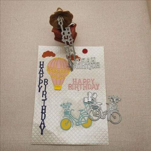 Bicycle Metal Die Balloon Happy Birthday Cutting Dies For DIY Scrapbooking Photo Album Decorative Embossing Folder Stencil