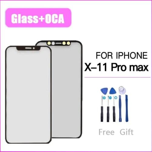 Front Screen Outer Glass With OCA Glue For iPhone X XS MAX XR 11 11PRO MAX Screen LCD Touch Lens Glass Replacement Repair+Tool