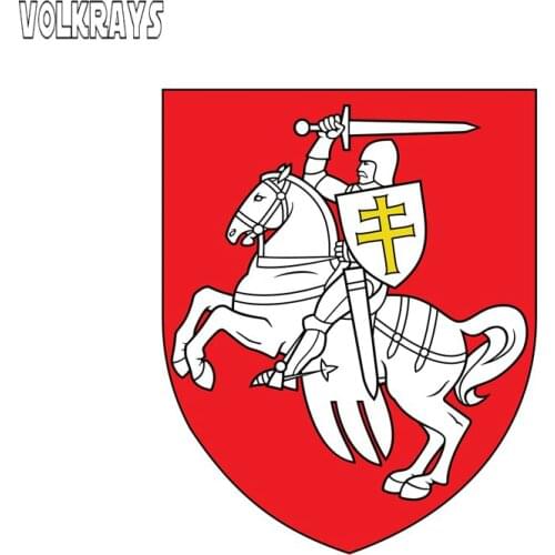 Volkrays Waterproof Car Sticker National Flag National Emblem Coat of Arms of Belarus Decal Accessories PVC,19cm*15cm
