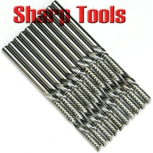 Up and Down Cut 5pcs 3.175x28mm One Flute Spiral Router Bit CNC Milling Cutter, Tungsten Carbide Cutter End Mill Tools Wood Bits