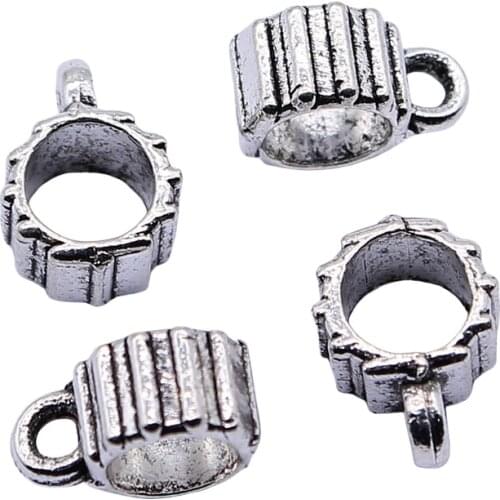 WYSIWYG 20pcs Jewelry Findings Handmade Diy Craft Bail Beads For Jewelry Making Antique Silver Color Charms 9x5mm