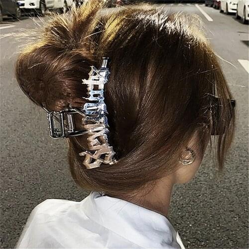 Shark clip catch clip hairpin female back head clip headdress ins net red letter hair catch new hair accessories