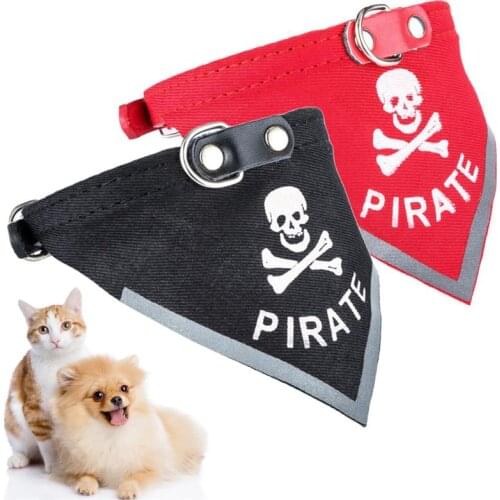 1 Pcs Fashion Dog Bandanas Adjustable Dog Scarf Washable Puppy Bow Ties Collars Creative Skull Pattern Dogs Bandanas Accessories