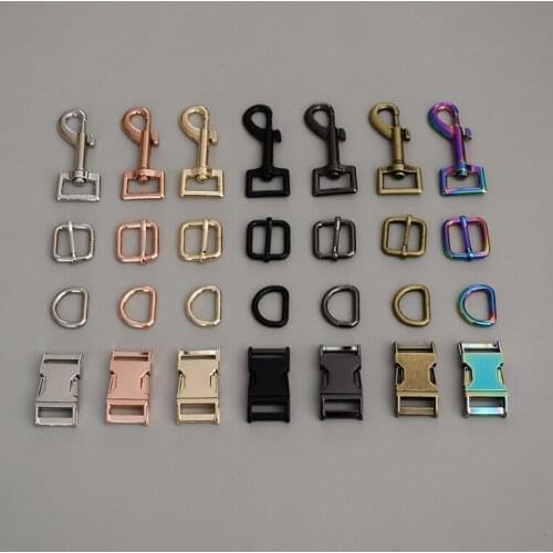 10 set 20mm metal buckle+adjust buckle+D ring+dog clasp retailing for handmade puppy Collar leash set harness Dee Rings bag