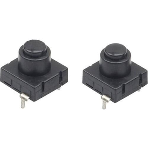 10pcs flashlight switch button switch 12 *12 mm flashlight 2 foot switch self-locking switch ON OFF black