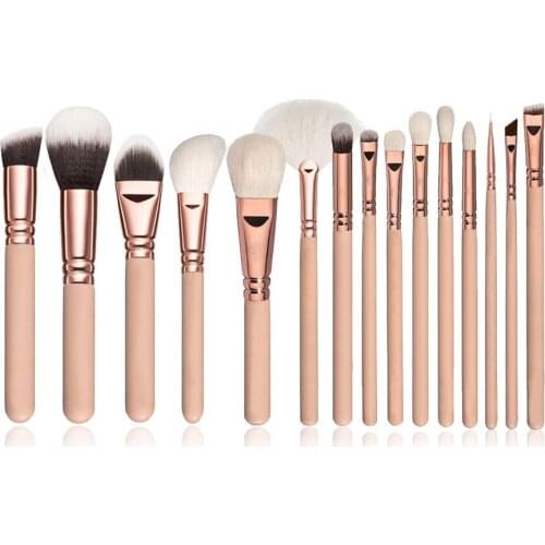 15 Pieces Rose Golden White Full Cosmetic Brush Set Beauty Makeup Tool E656