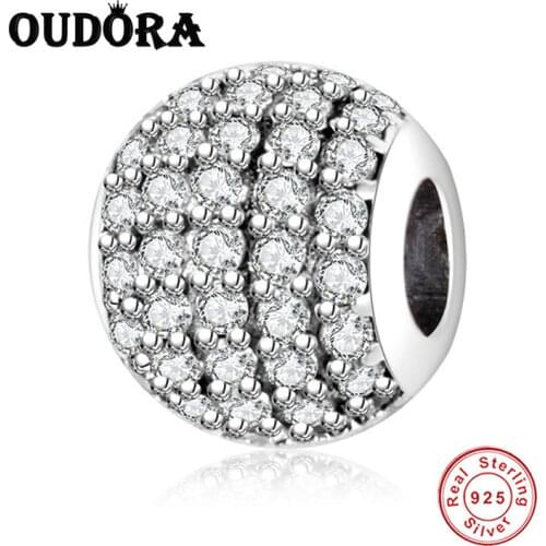 2021 Fit Original Pandora Charms Bracelets 925 Sterling Silver Pave Clear Zircon Charms Beads For Jewelry Making Women Berloque