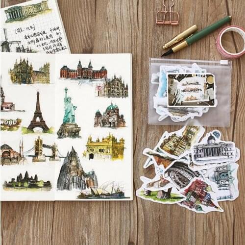 42 pcs/set Travel Around The World Sulfuric Paper Decorative Stickers Scrapbooking Diy Bullet Journal Diary Stationery Sticker