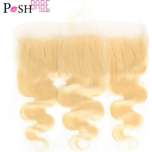 613 Platinum Blonde Brazilian Hair Weave Pre Plucked Swiss Closure Free/Middle Part 13x4 Lace Frontal Ear to Ear with Baby Hair