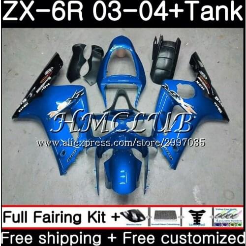 +Tank For KAWASAKI Stock blue NINJA ZX600 ZX636 ZX-6R 2003 2004 56HC.10 ZX 636 6 R 600CC ZX-636 ZX6R 03 04 ZX 6R 03 04 Fairing