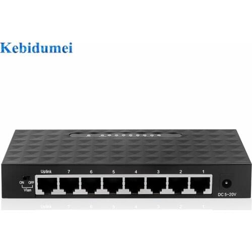 8 Ports 10/100/1000Mbps Base Ethernet Switch Hub Network Switch Network DC Power Adapter Desktop PC with EU/US Plug