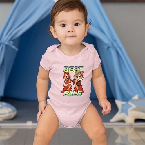Disney Newborn Bodysuits Chip 'n' Dale Cartoon Printing Kawaii Fashion Casual Baby Girl Boy Onesie 0-24M Four Seasons Harajuku