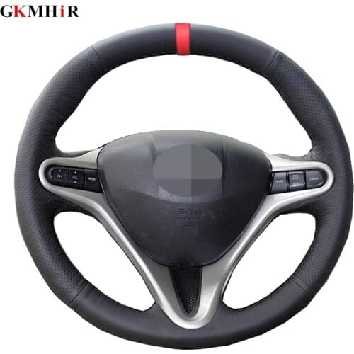 Black Car Steering Wheel Cover Car Styling Red Marker Artificial Leather For Honda Civic Old Civic 2006-2011