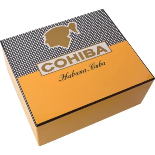 Cohiba High-end Yellow And Black Cigar Cigarette Cedar Wood Case Humidor Travel Cigar Box Holder W/Humidier Hygrometer Humidor