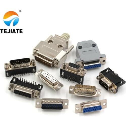 DB15 15P Parallel Port 15 Pin Male Female Wire Solder Connector Socket Plug VGA Adapter Matel Plastic Potection Shell Cover
