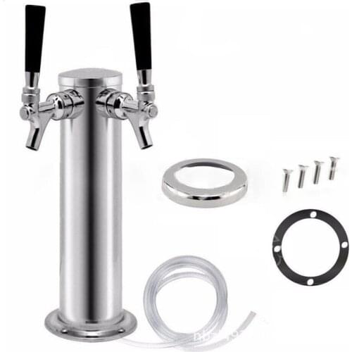 Homebrew Two Taps Beer Tower Stainless Steel Double Beer Tap Faucet Bar Accessoires Silver