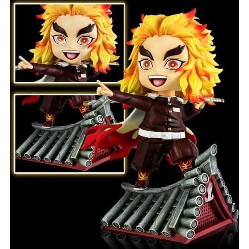 18cm Demon Slayer Rengoku Kyoujurou Action Figure Anime PVC Q Version Kisatsutai SH Yanzhu Collection Model Dolls Toys for Gifts