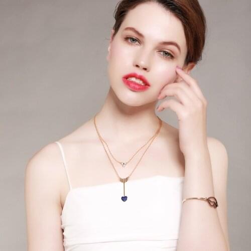 Ethnic Retro 2 Choice Red Blue Crystal Triangle Arrow Heart Choker Necklace 2 Layer Floating Charm 2018 Wholesale Accessories