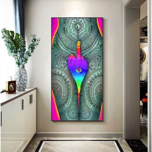 Abstract Colorful Girl Body Canvas Paintings On The Wall Art Posters And Prints Graffiti Art Pictures Home Decoration Cuadros