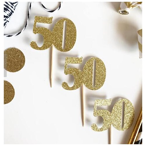 Custom any number 50 60 70 Milestone Celebration cupcake toppers birthday party decoration doughnut food picks