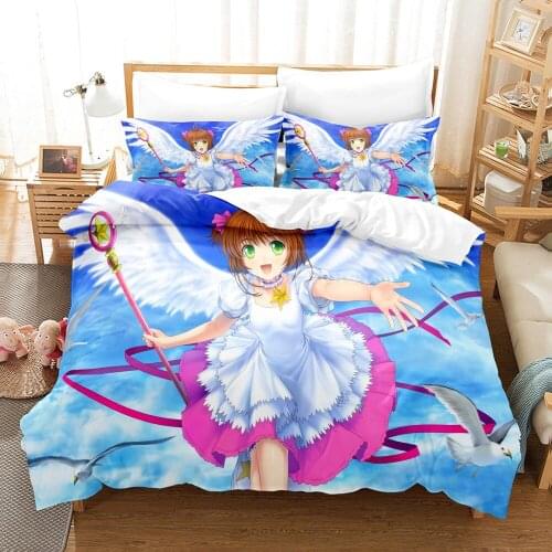 Card Captor Sakura Duvet Cover Sets Comforter 3d Print Bedding Set Adult Bed Linen Queen King Single Size Cartoon Anime Girl