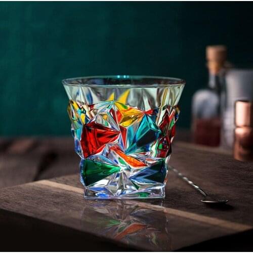 Multicolor home bar old fashioned crystal whiskey glass for Liquor Scotch Bourbon 210511-03