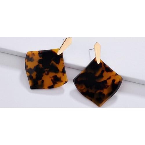 Fashion Trend Jewelry Acrylic Resin Flat Leopard Geometry Dangle Astoria Drop Earrings C Resin Earrings for Women