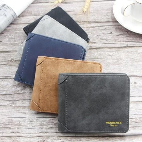 Men Wallet Leather ID Credit Card Holder Clutch Coin Purse Luxury Brand Wallet Frosted Short Wallets 2019 Men Wallet