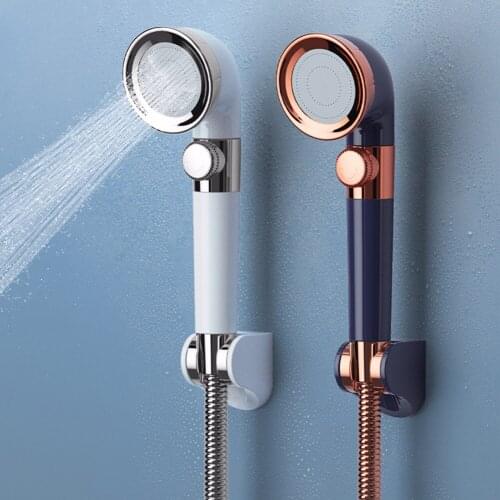 Pressurized Shower Head High Pressure Water Saving Perforated Free Bracket Hose Adjustable Bathroom Accessories Shower Set