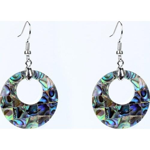 New Fashion Jewelry Simple Natural White Shell Round Art Women Dangle Earrings Retro Handmade Splice Hollow Charm Drop Earring