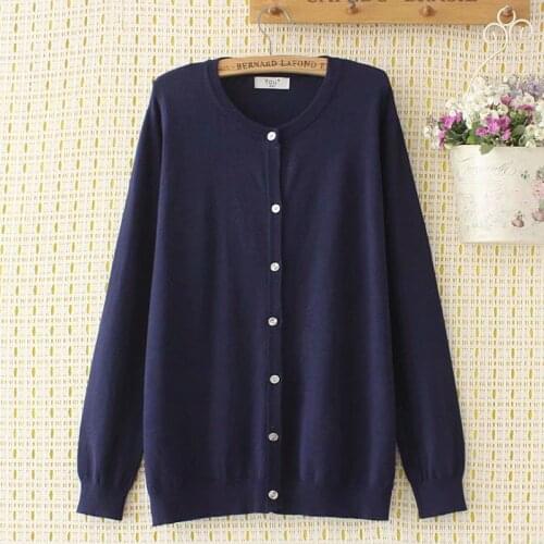 Plus size Solid navy knitted women loose sweaters jackets 2021 new autumn winter casual ladies sweater female Cardigan tops