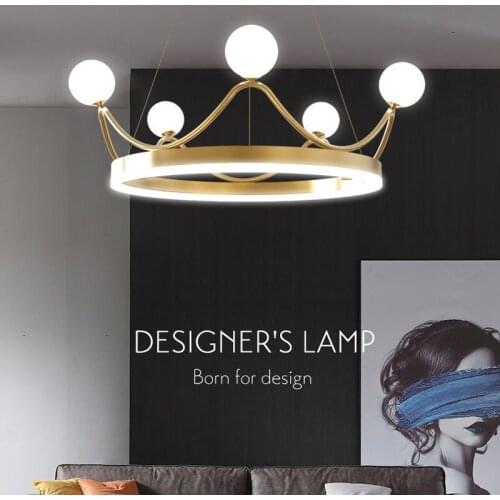 Pendant lamp Bedroom lamp modern minimalist crown chandelier light luxury creative net red room living room lamp Crown lamp