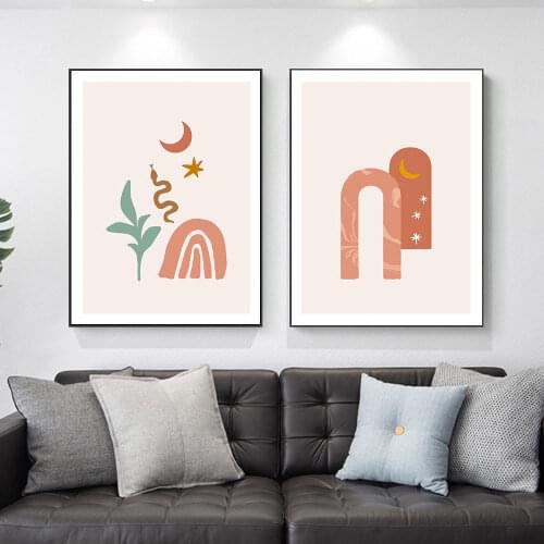 Boho Archway Poster Abstract Moon Stars Canvas Painting Nordic Viper Art Print Modern Wall Picture For Living Room Home Decor