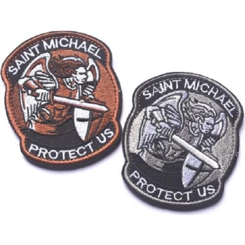 3D Embroidery Armband Loop And Hook St. Michaels Protection Patch PROTECT US SAINT MICHAEL Patches