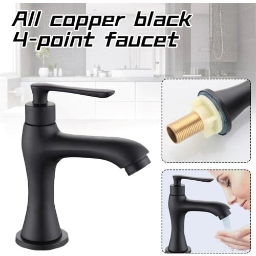 Dropshipping Black Faucet Painted Brass Bathroom Basin Faucet Single Handle Built-in Aerator Deck Mounted Cold Basin Sink Tap