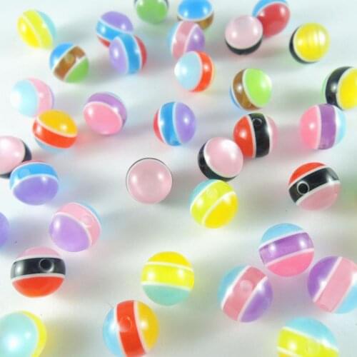 Mix Color Transparent Two-tone Cats Eye Acrylic Round Ball Spacer Beads Charms Findings 10mm 50pcs For Jewelry Making Craft DIY