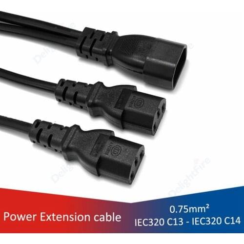 IEC 320 C14 to C13 Splitter Cable 1 Male to 2 Female Cable 1 to 2 Way Power Extension Cable For PDU UPS PC Computer Monitor