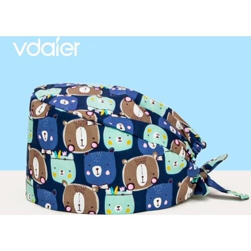 Working Hat One Size Multi Color Unisex cotton adjustable scrubs hats medical caps dental clinic pet grooming nursing cap