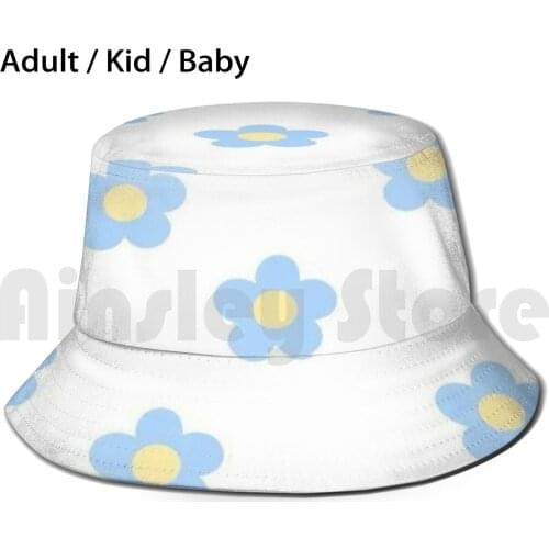 Y2K Blue Flower Sun Hat Foldable UV Protection Phonecase Y2K 2000S 2000S Kpop Korean Japan Cute Daisy Instsgram