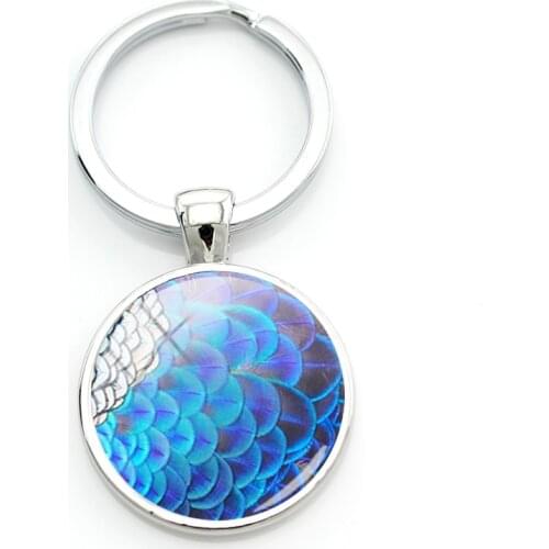 TAFREE Dream Feather Beautiful Pictures Keyholder For Women 2021 New Fashion Glass Dome Key Holder Ring 1 PCS Sell