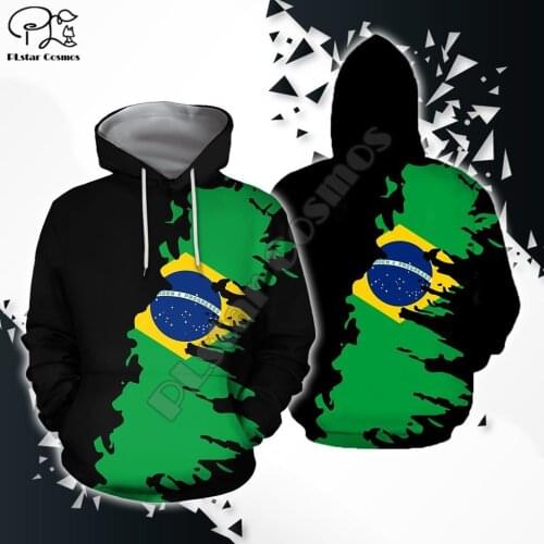 PLstar Cosmos National Emblem Brazil Flag 3D Printed Hoodies Sweatshirts Zip Hooded For Men And Women Casual Streetwear Style-5